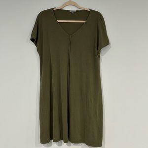 TBH olive green v neck dress w pockets, size XL
